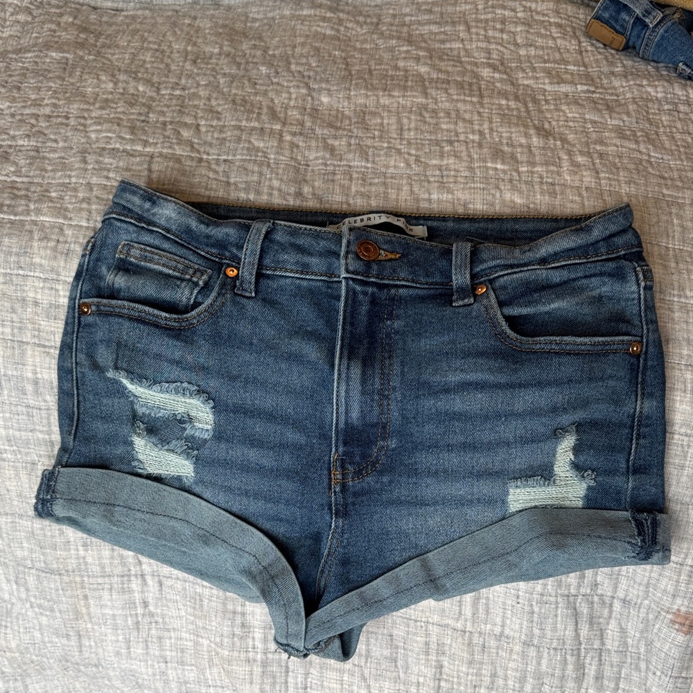 Celebrity Pink Distressed Blue Jean Shorts